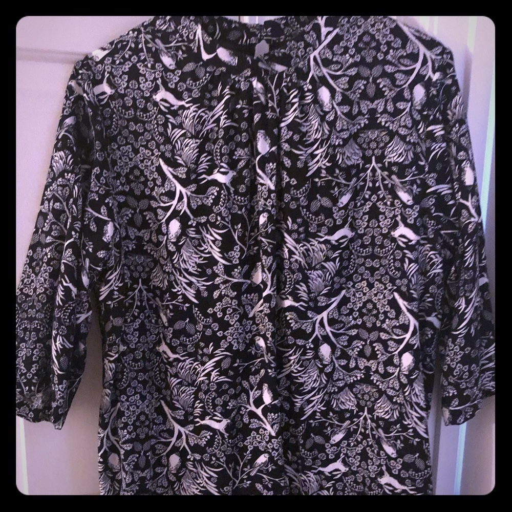 Lg mock 🐢neck dress black and white 🕊 print